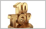 bronze trophy in the shape of the words top ten